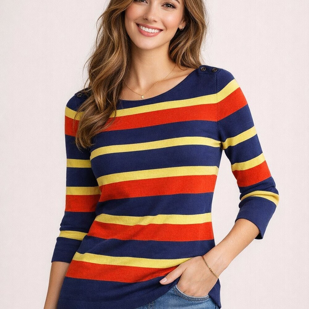 Banana Republic Nautical Stripe Sweater M Preppy Breton Knit Top
